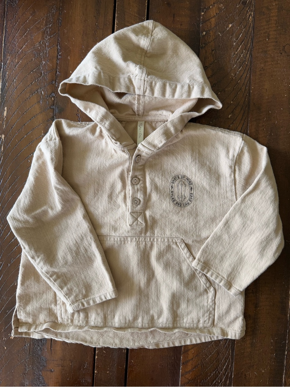 Rylee + Cru Cotton Henley Hoodie 2/3 Years